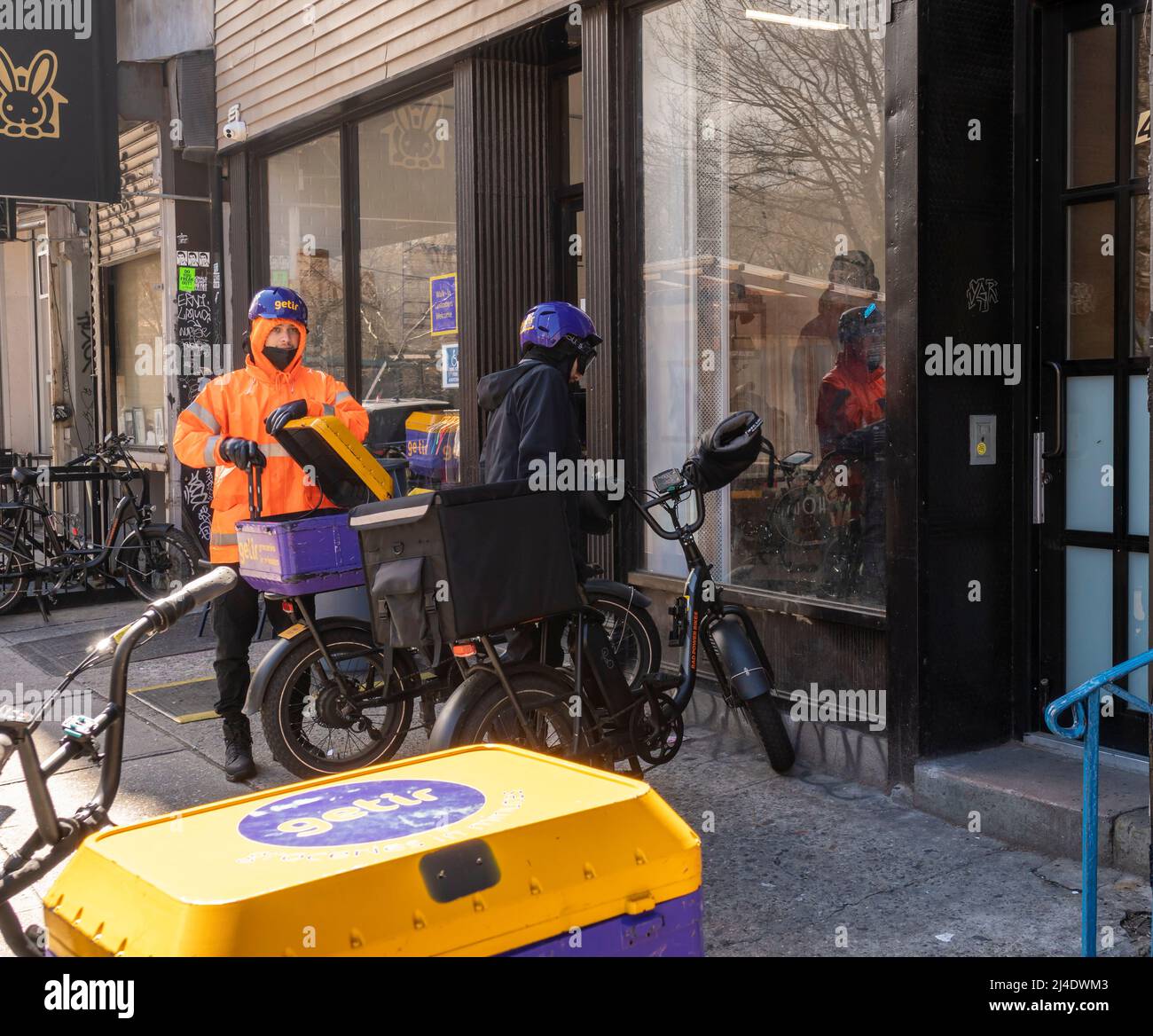 Workers for the superfast grocery delivery service Getir return to