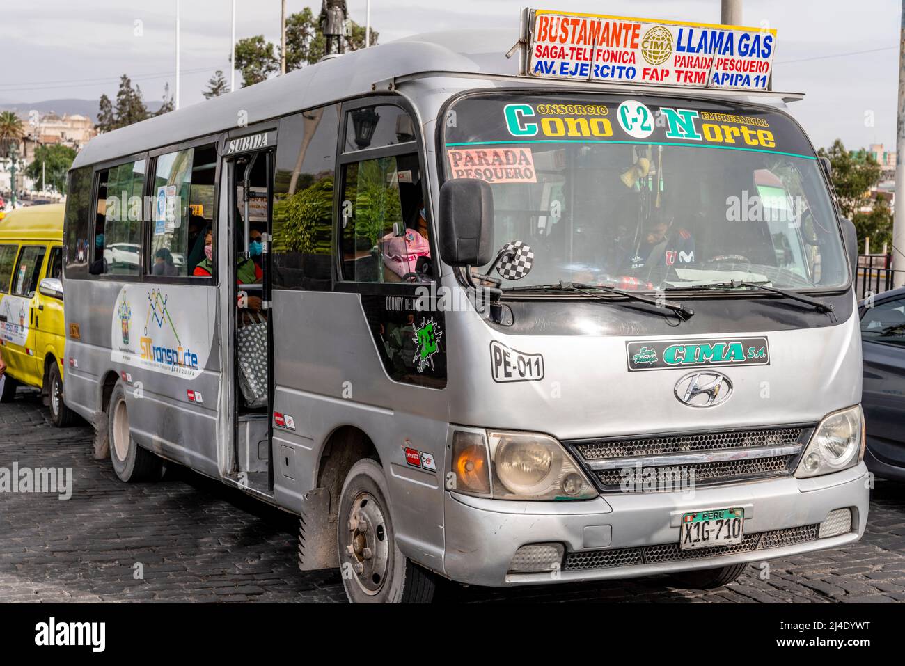 A Local Bus/Colectivo in The City of Arequipa, Arequipa Region, Peru. Stock Photo