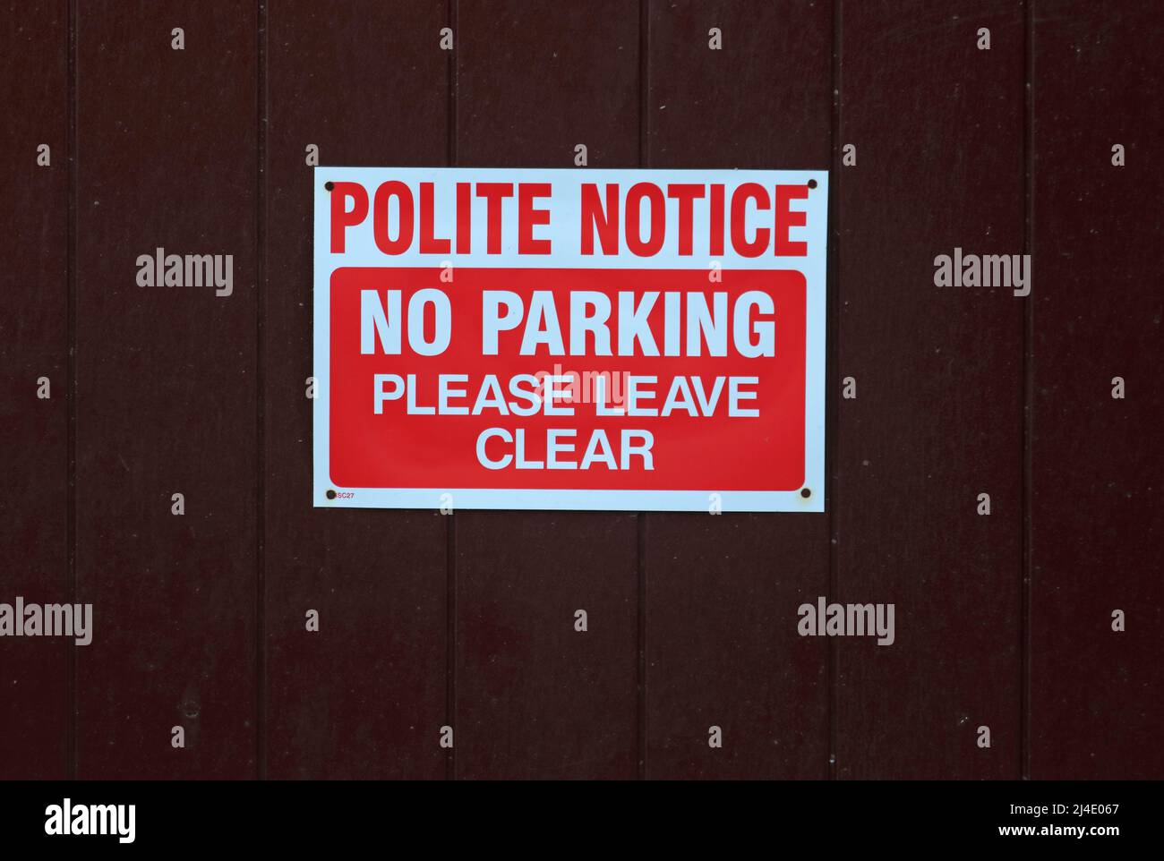 No Parking, Polite Notice Stock Photo