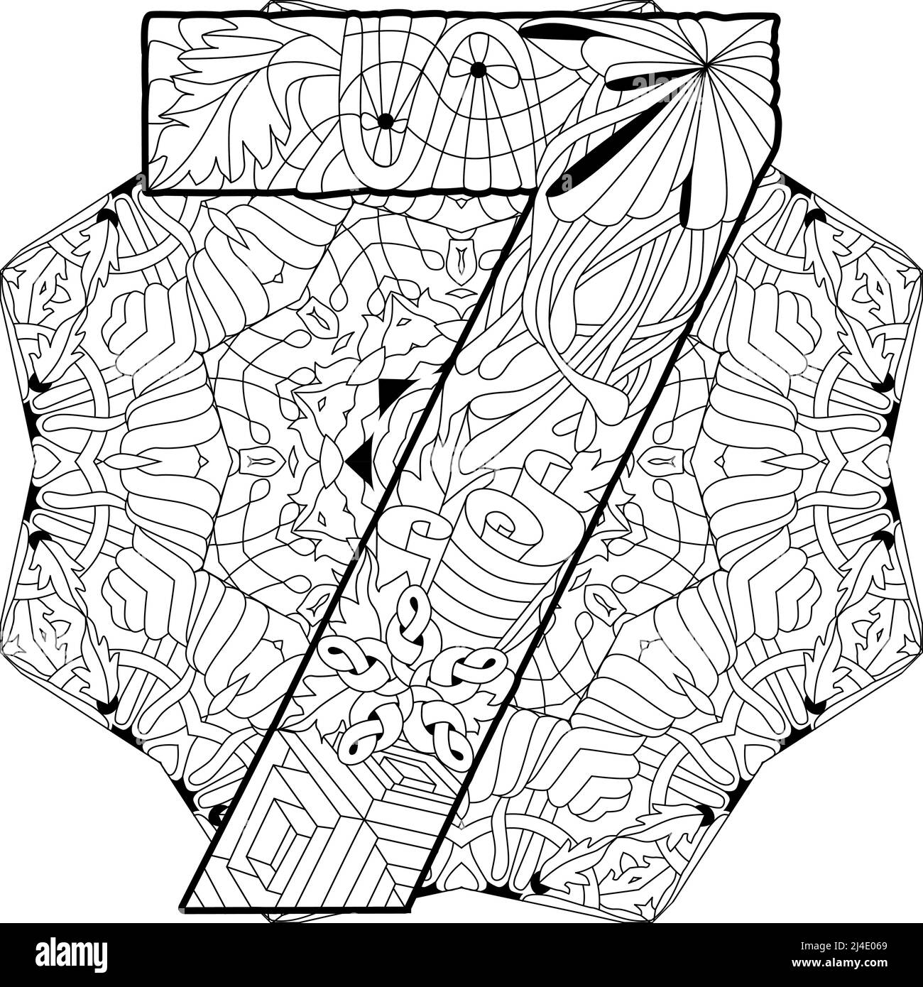 Seven number on mandala for coloring pages Isolated zentangle illustration for decoration Stock Vector