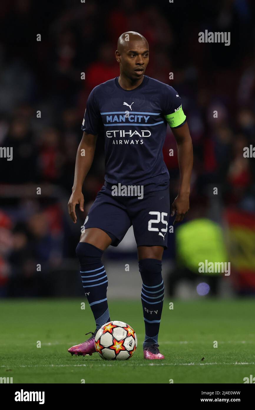 Madrid, Spain, 13th April 2022. Fernandinho of Manchester City during the UEFA Champions League match at Wanda Metropolitano Stadium, Madrid. Picture credit should read: Jonathan Moscrop / Sportimage Stock Photo