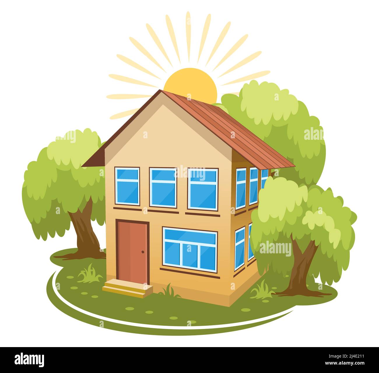 Summer landscape. House surrounded by trees Stock Vector Image & Art ...