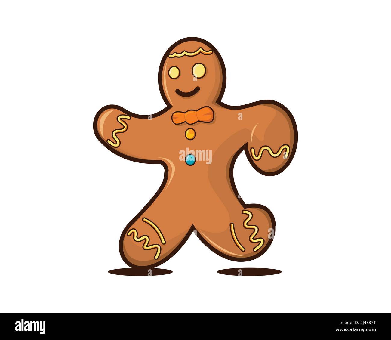 Gingerbread Man with Having Fun Gesture Illustration Vector Stock Vector