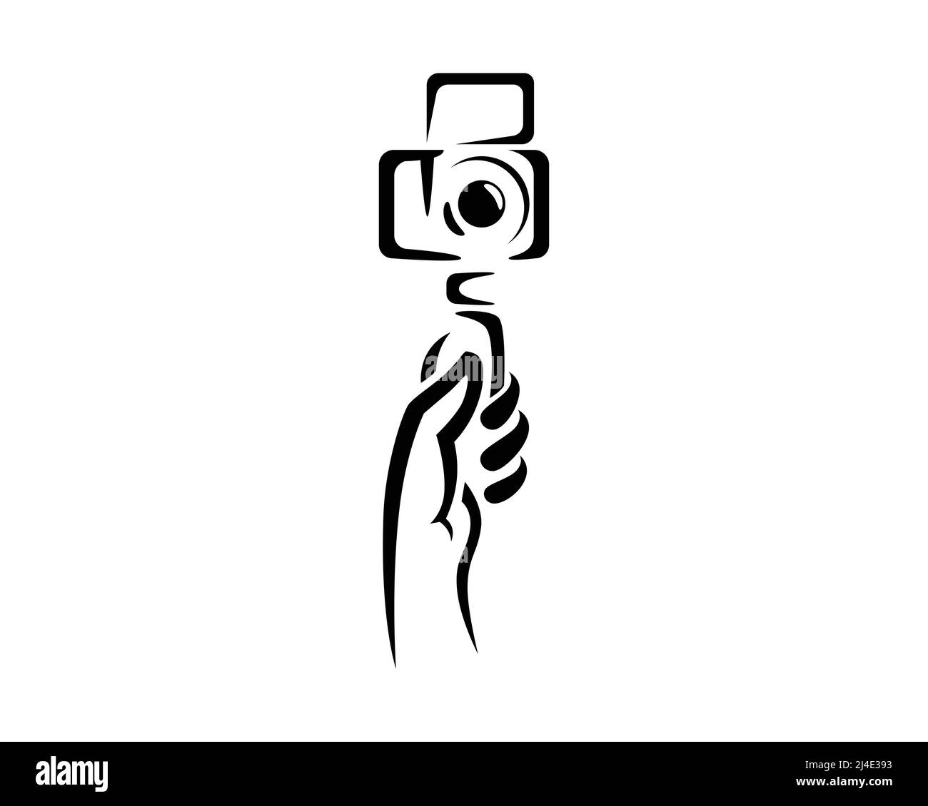 Vlogging with Hand Holding a Camera Illustration Vector Stock Vector