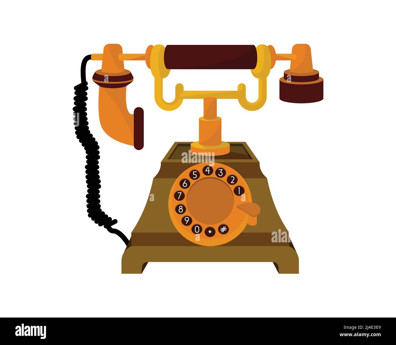 Detailed Antique Rotary Dial Telephone at 1920's Illustration Vector Stock Vector
