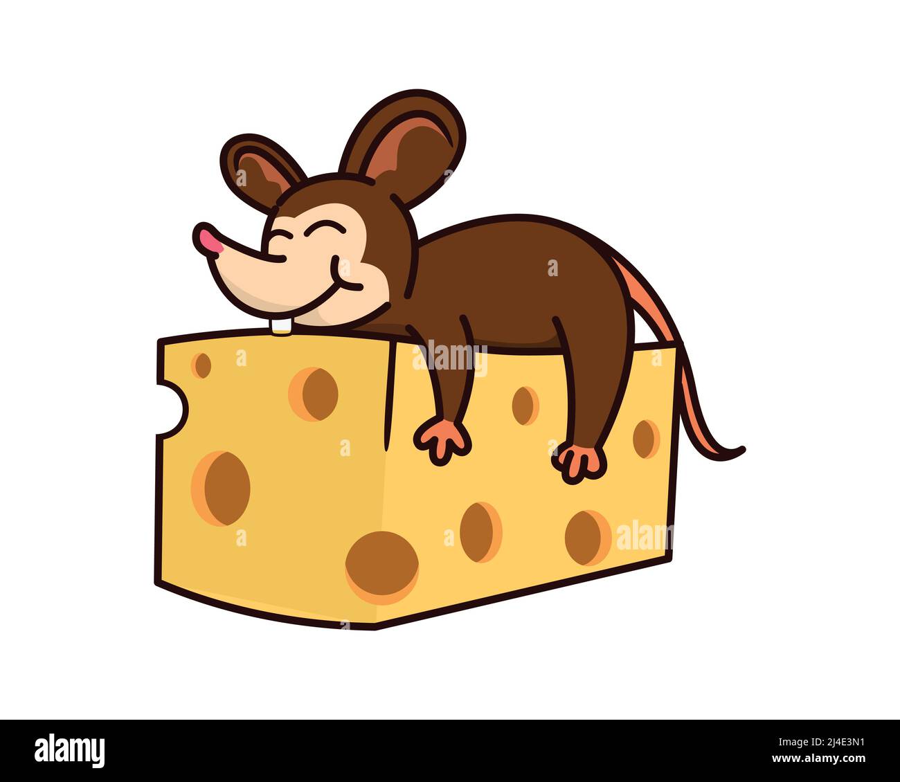 Cute and Sweet Mouse Hugging Cheese Illustration Stock Vector ...
