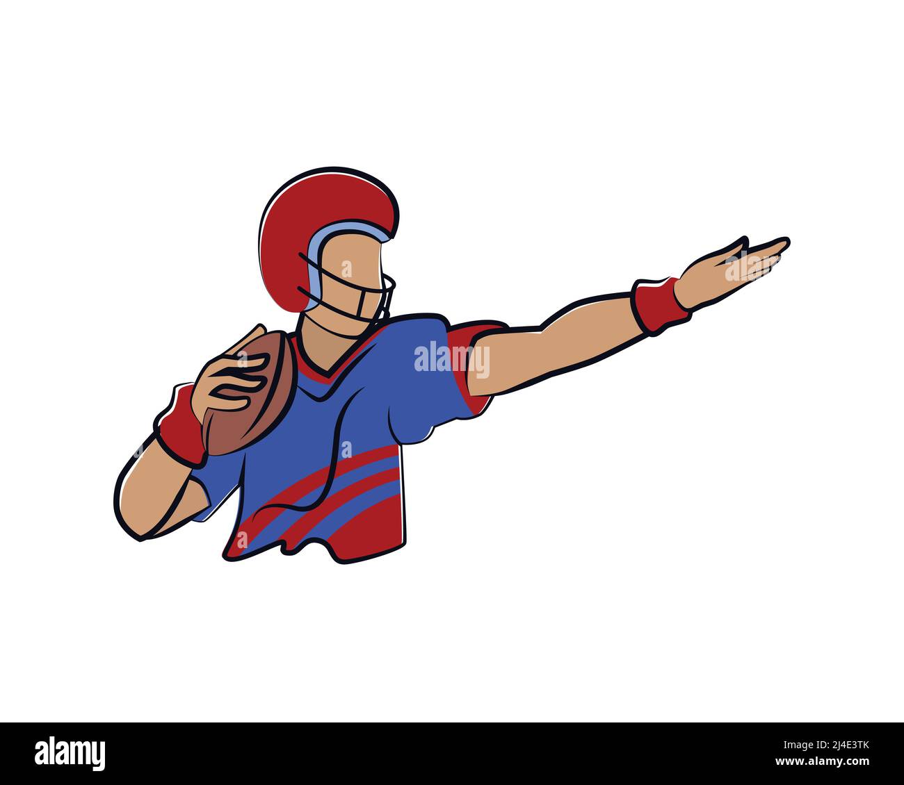 Football Player Illustration Ready to Throw the Ball Vector Stock