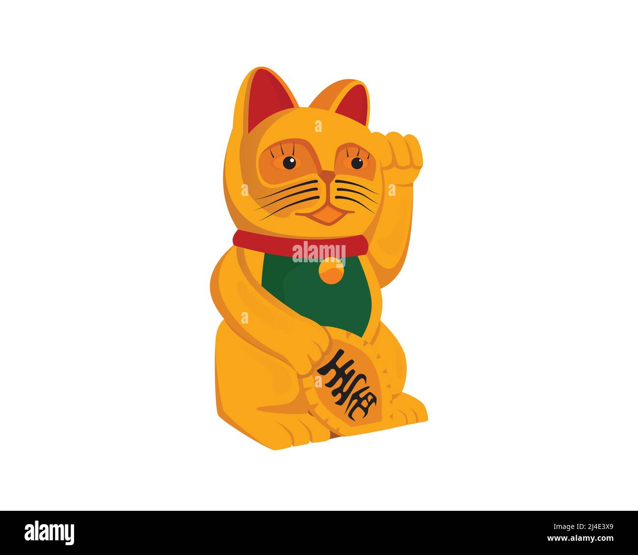 Detailed Chinese Waving Lucky Cat Illustration Vector Stock Vector