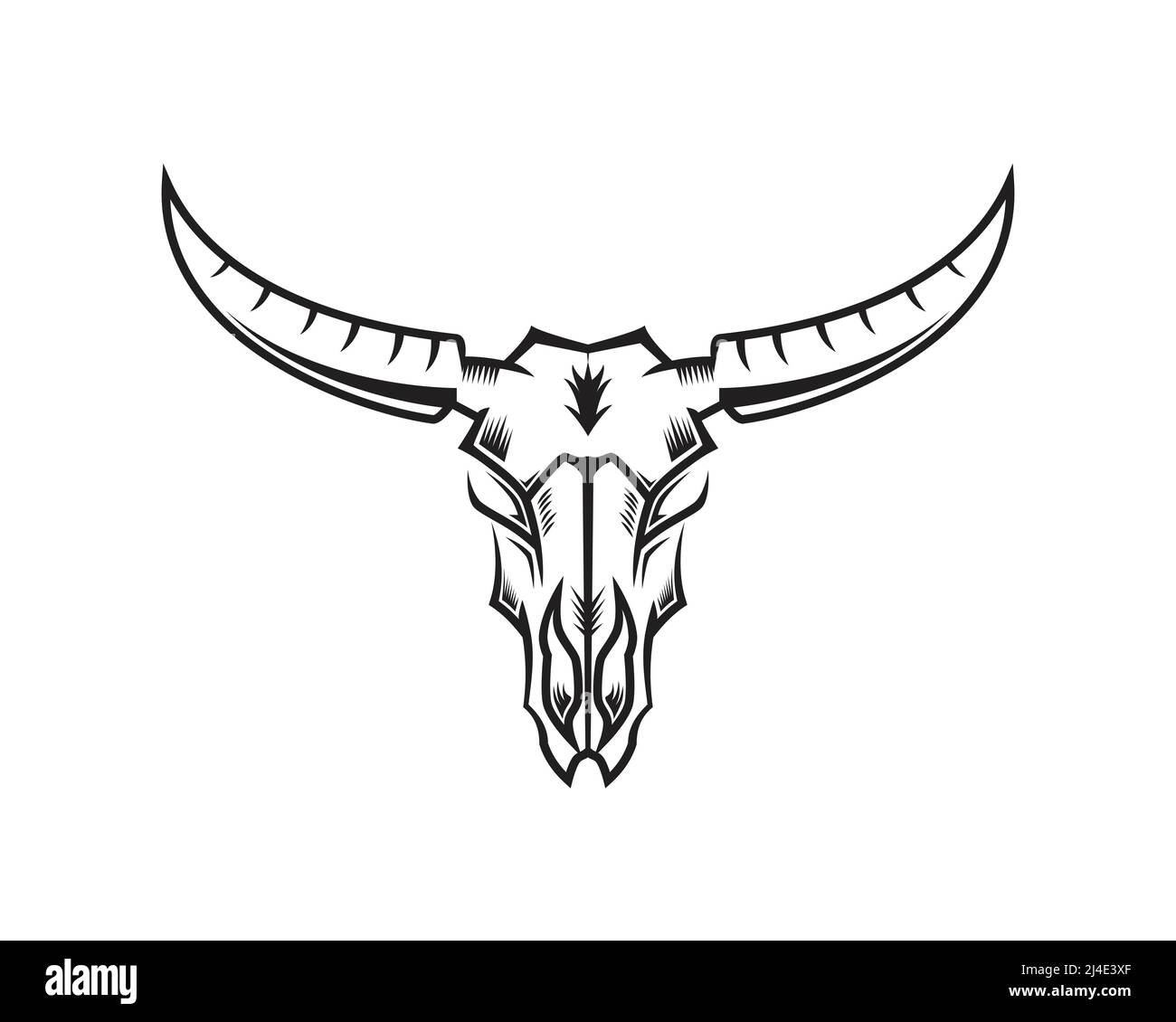 Bull Skull Illustration with Silhouette Style Vector Stock Vector