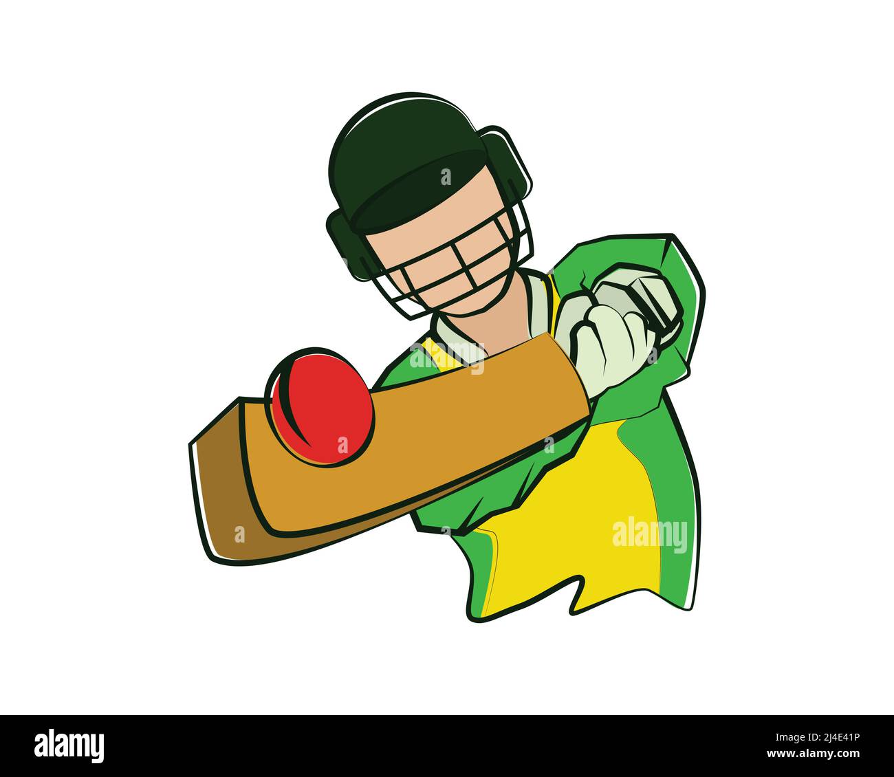 Cricket Player llustration with Silhouette Style Vector Stock Vector