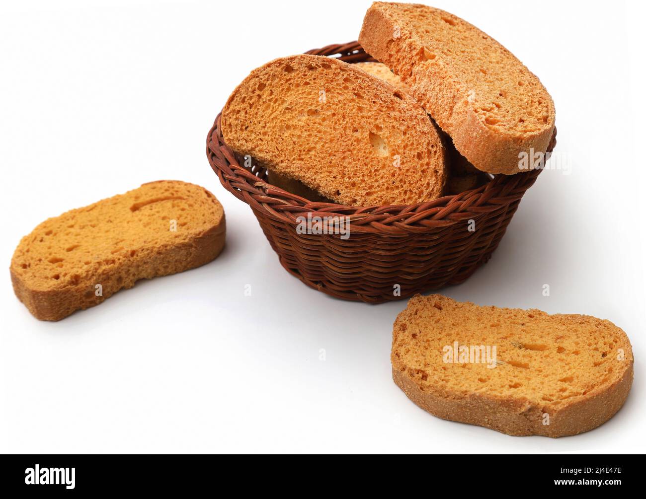 Toast biscuit over white background Stock Photo Alamy
