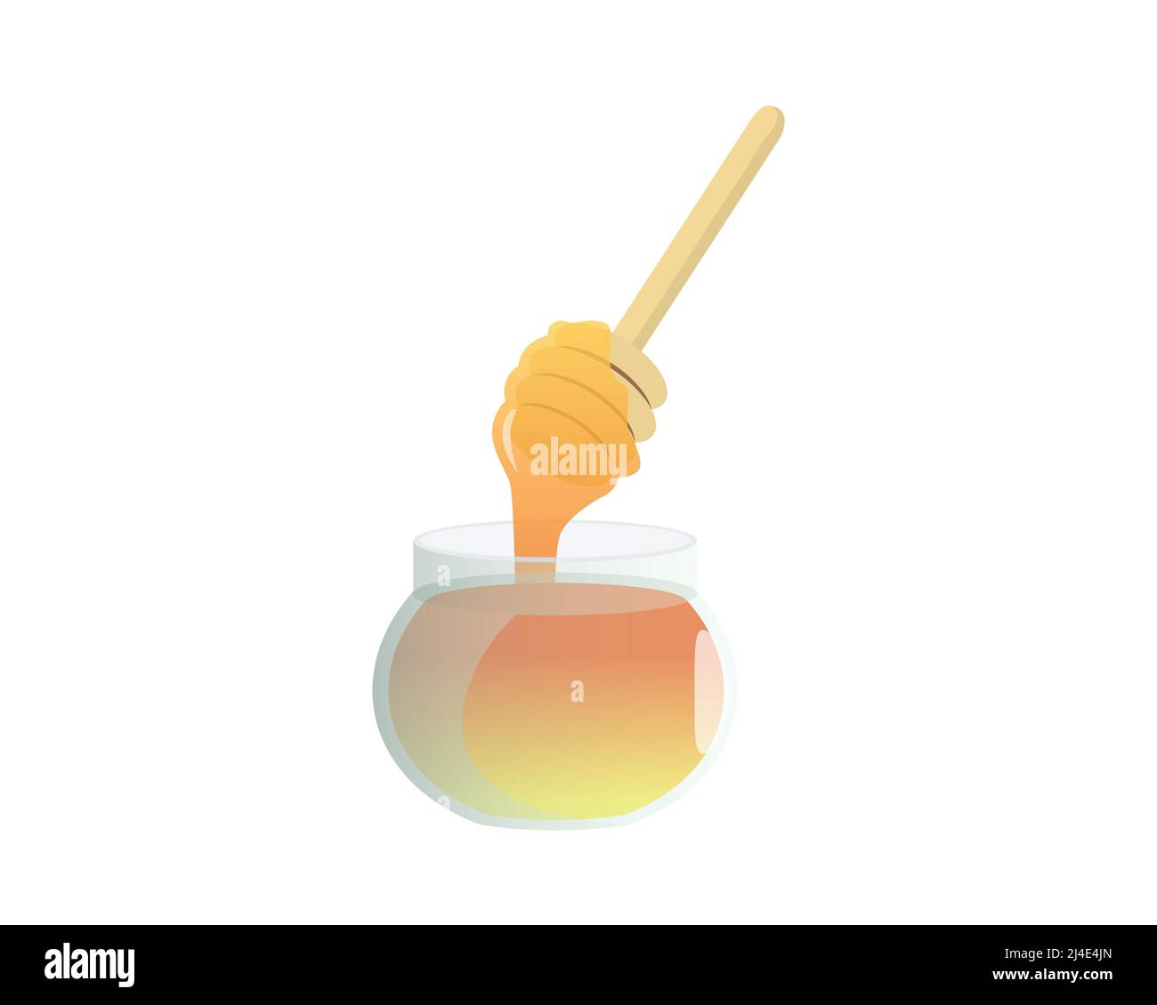 Detailed Honey in the Jar with Stick Illustration Vector Stock Vector