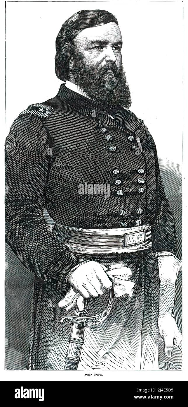 John Pope, Union Army General in the American Civil War, 19th century illustration Stock Photo