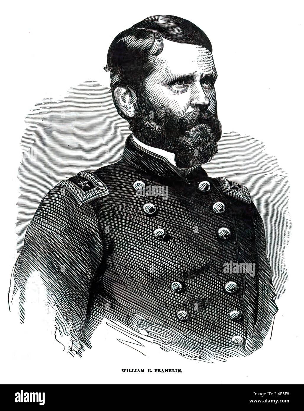 William Buel Franklin, Union Army General in the American Civil War. 19th century illustration. Stock Photo