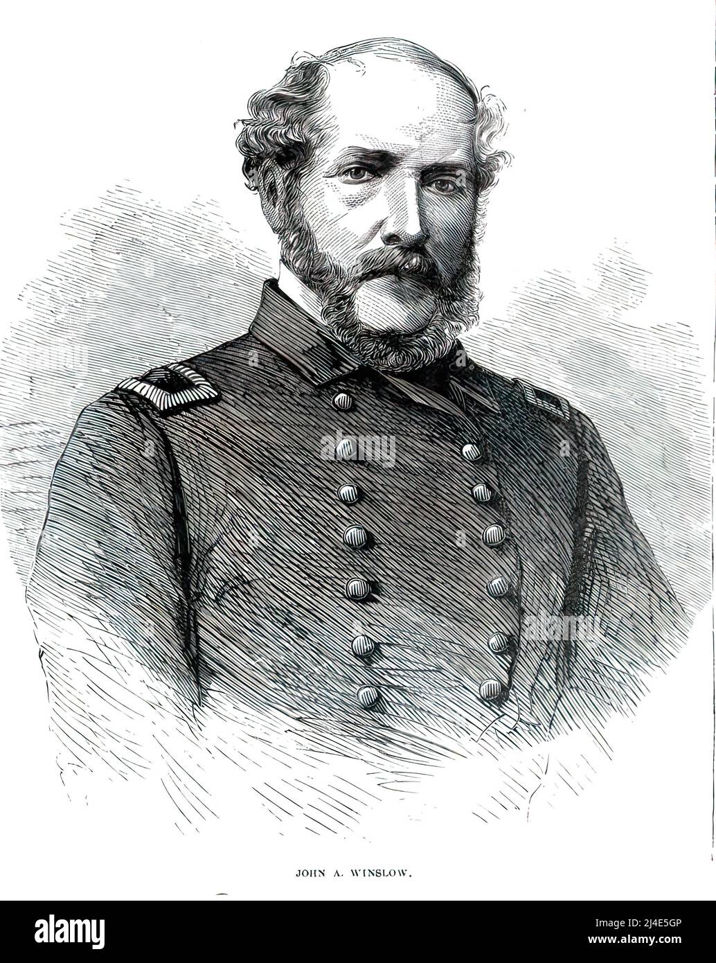 John Ancrum Winslow, rear admiral in the Union Navy in the American Civil War. 19th century illustration. Stock Photo