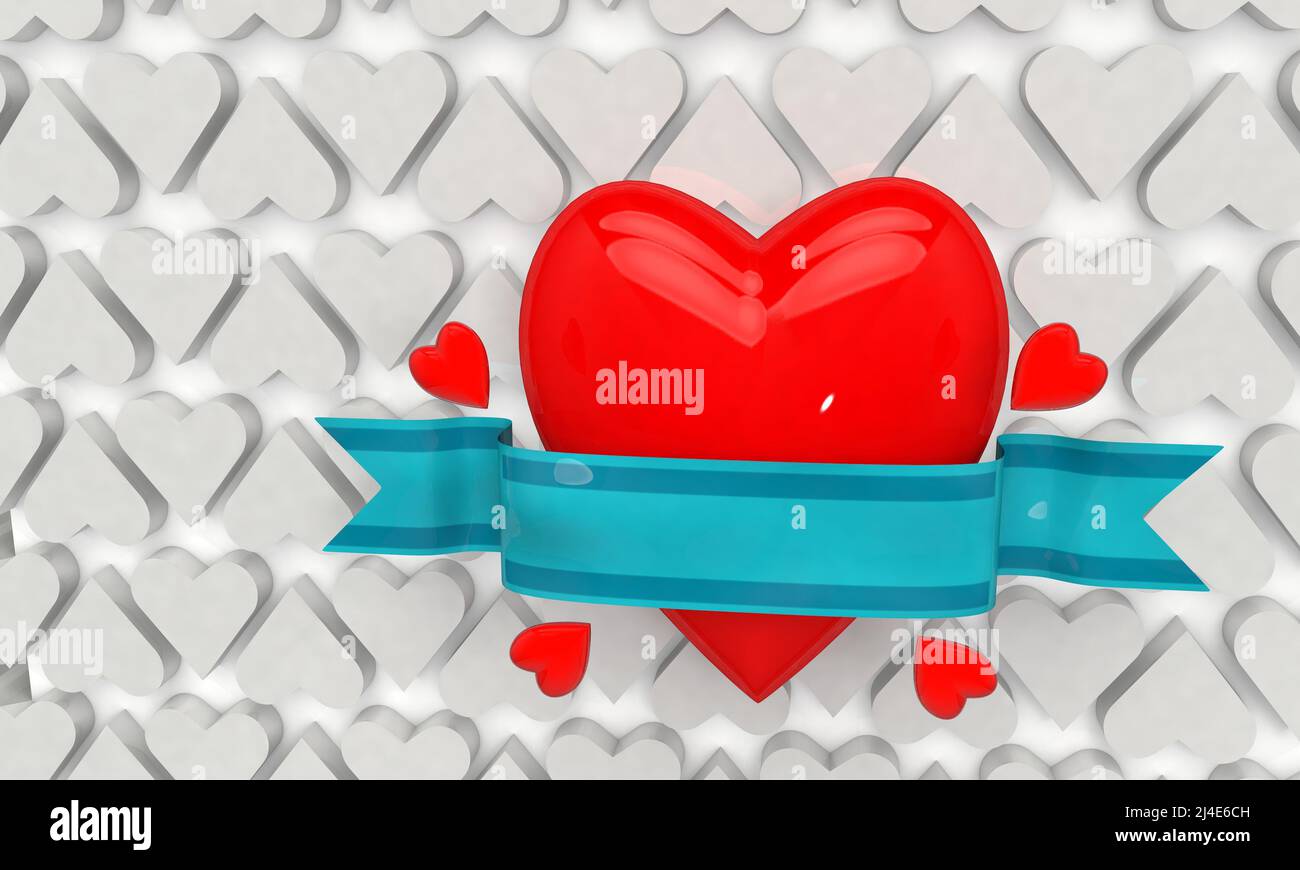 Heart with blue motto ribbon. 3D render Stock Photo Alamy