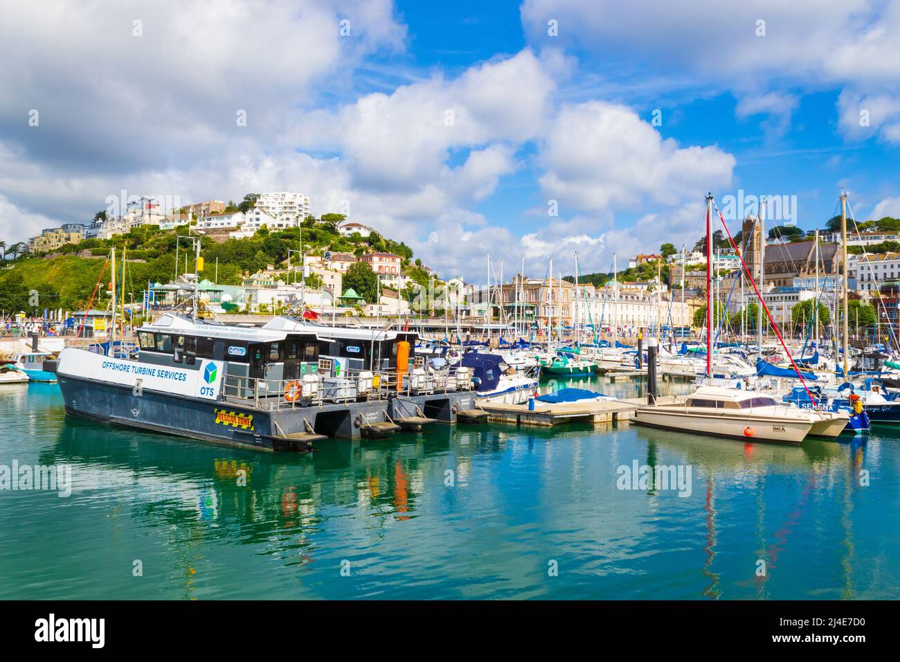 View of Torquay Harbour (Inner Dock) in the seaside town of Torquay on