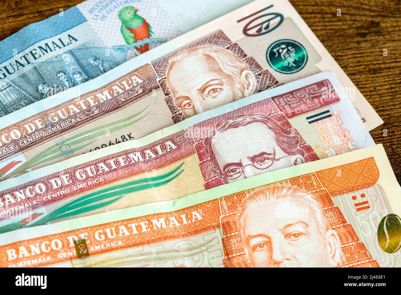 Guatemala money, various banknotes, business and trade concept Stock