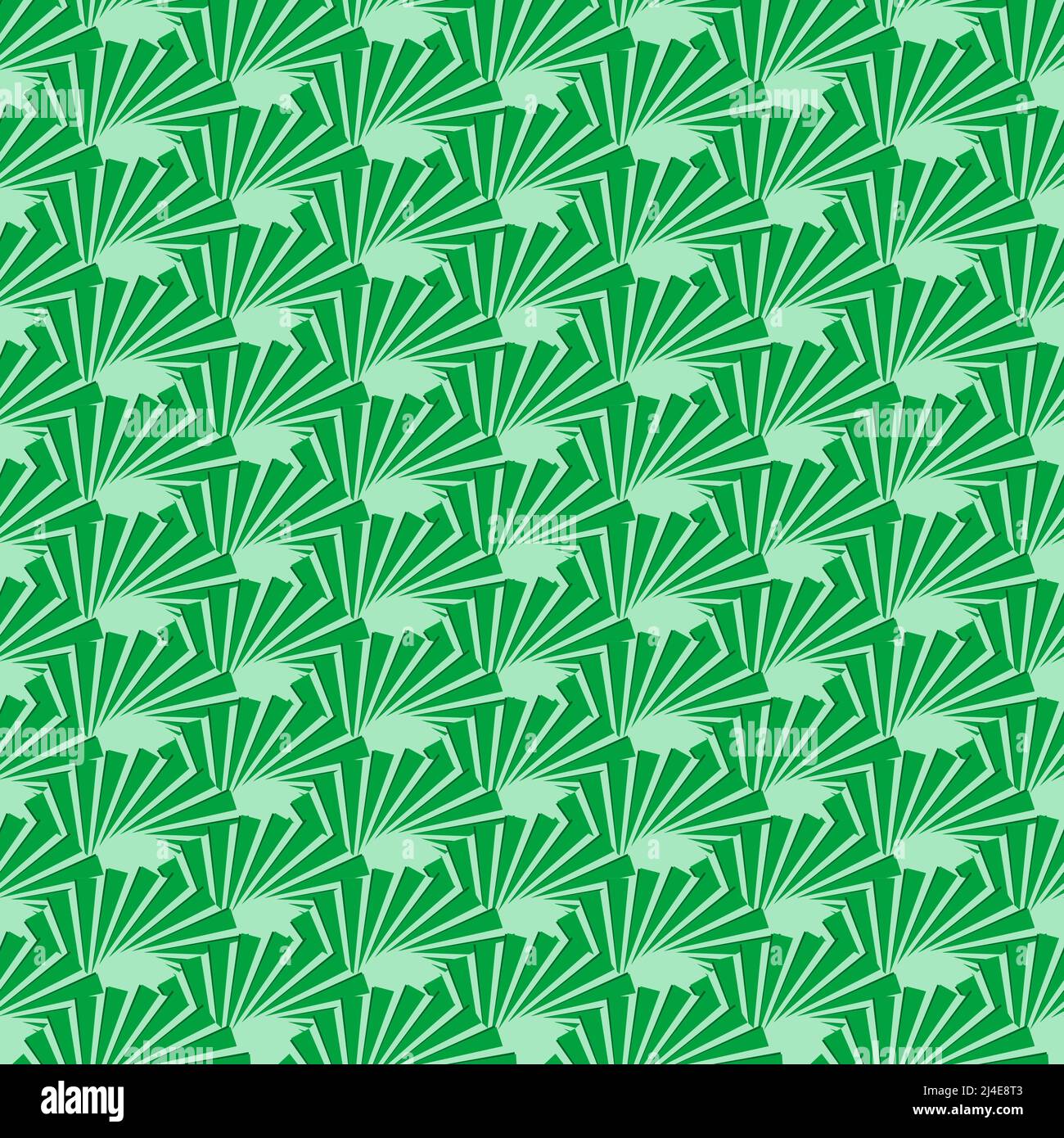 Green art deco palm fan design seamless pattern - Vector Illustration Stock Vector