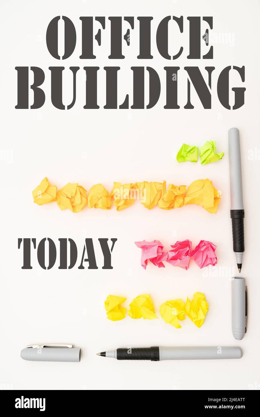 Text showing inspiration Office Building. Conceptual photo Commercial