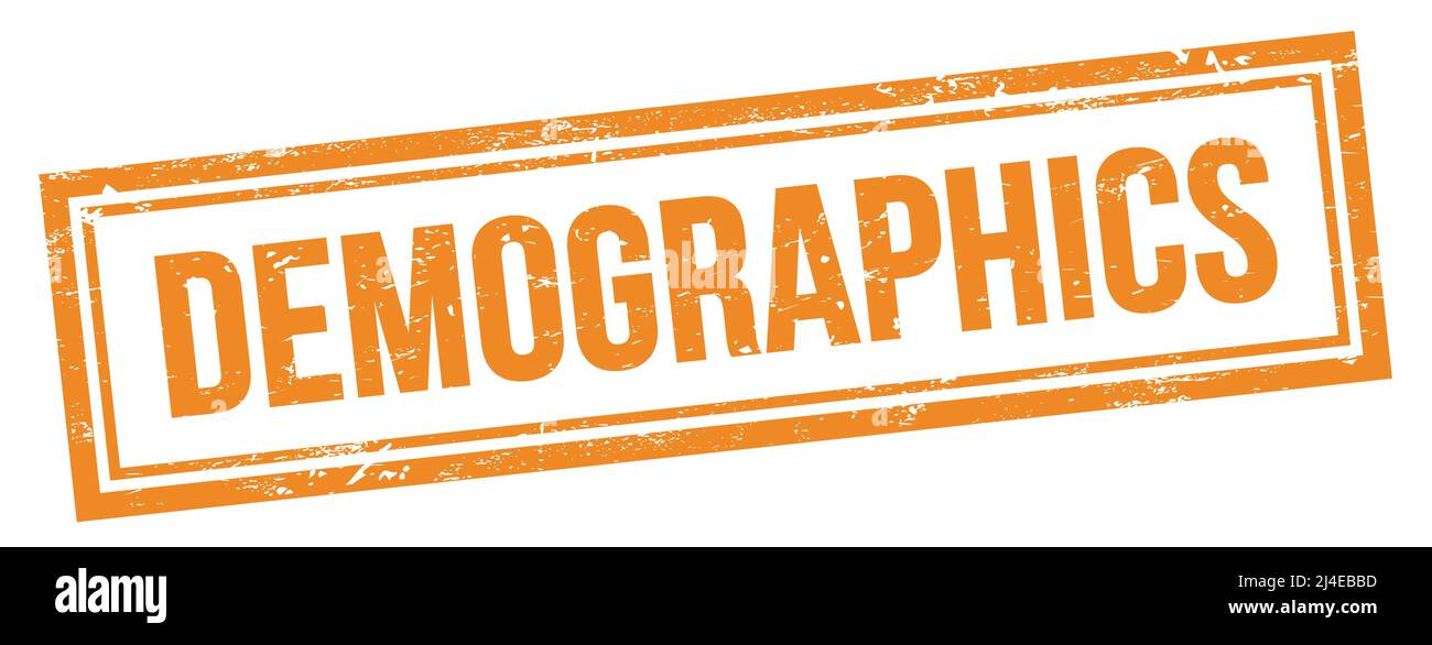 DEMOGRAPHICS text on orange grungy vintage rectangle stamp Stock Photo ...
