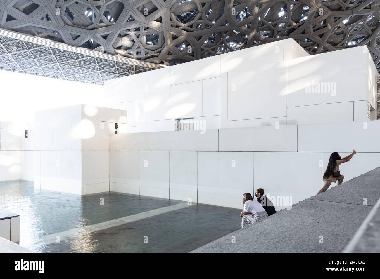 SAADIYAT ISLAND, ABU DHABI, UNITED ARAB EMIRATES - October 16, 2021: The Louvre Abu Dhabi designed by architect Jean Nouvel on Saadiyat Island. Stock Photo
