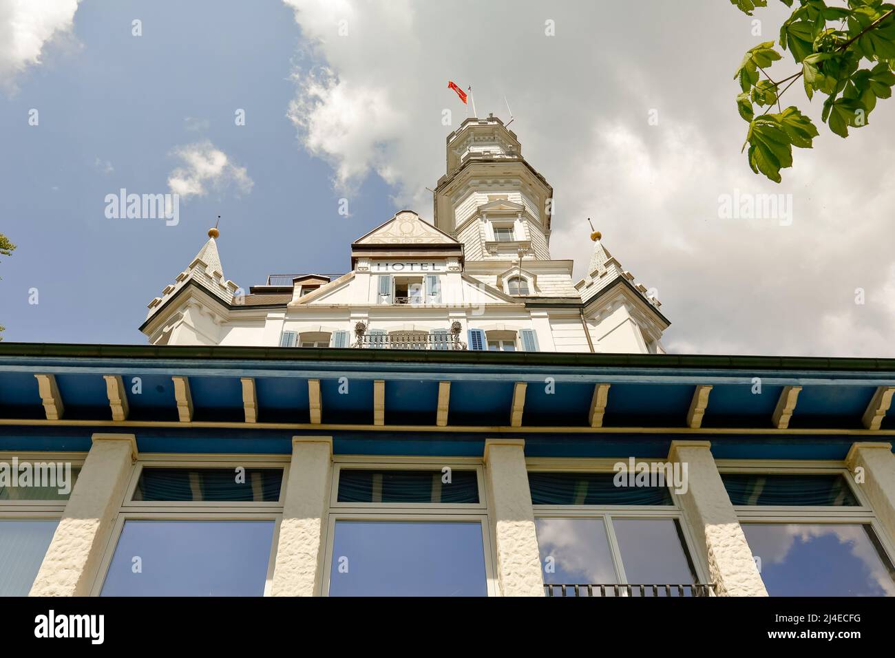Lucerne, Switzerland - May 04, 2016: Gutsch castle with its unique architecture and its location makes it one of the tourist attractions. The building Stock Photo