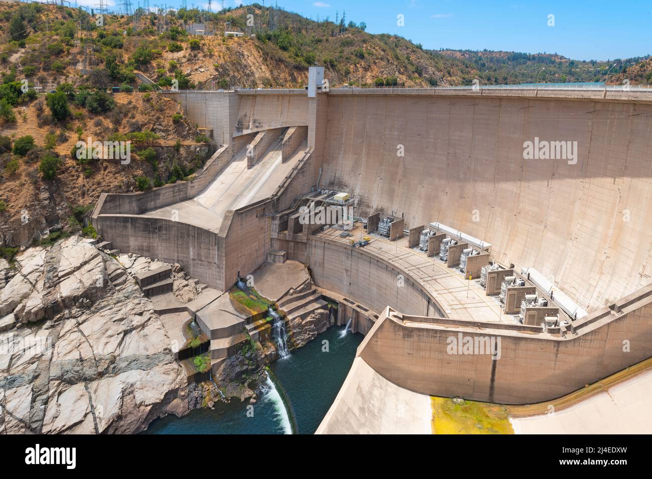 The Rapel dam over the Rapel river, an Hydroelectric power station at the VI Region of Chile. Stock Photo