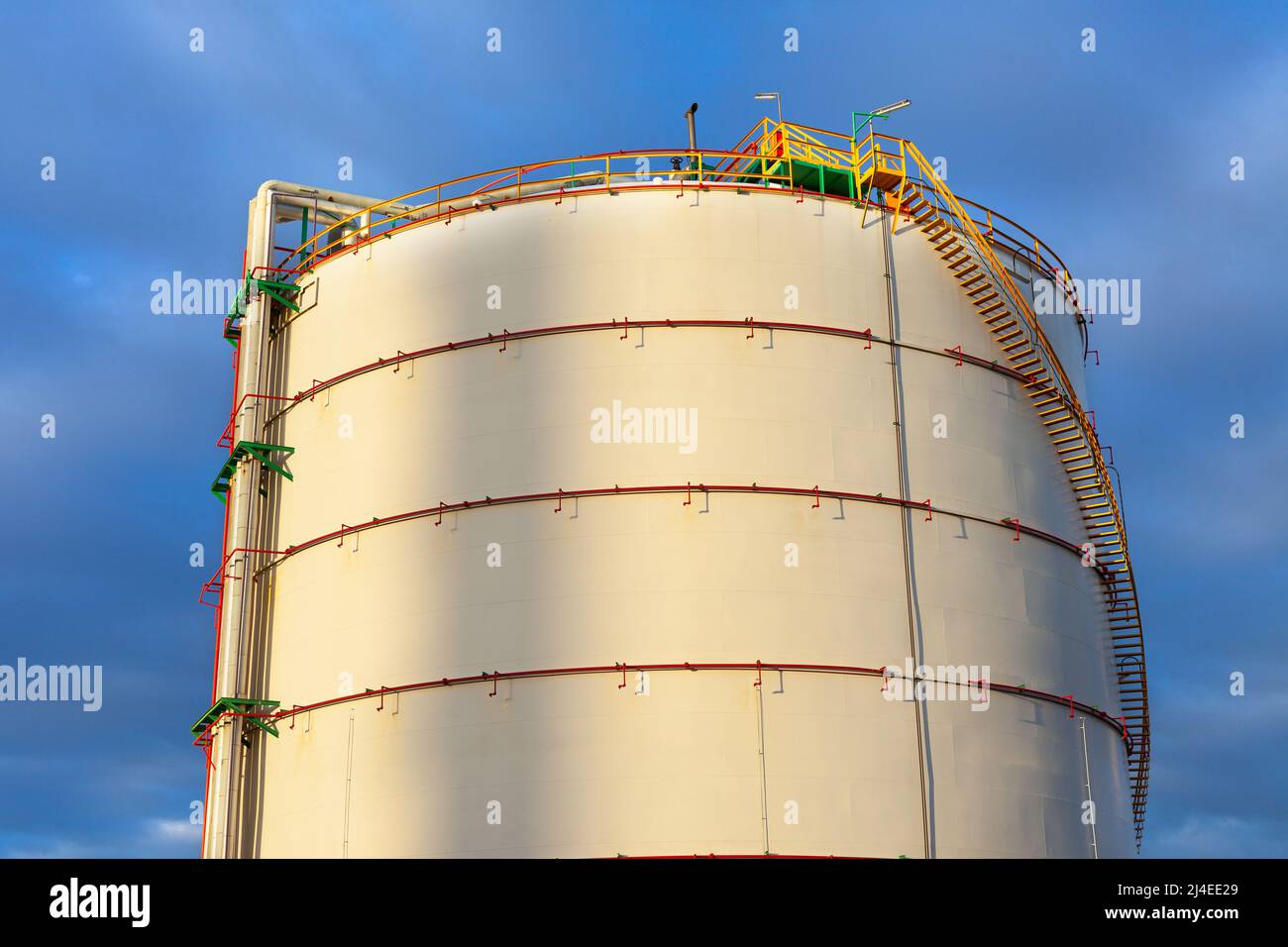 Storage tank of a gas refinery plant. Stock Photo
