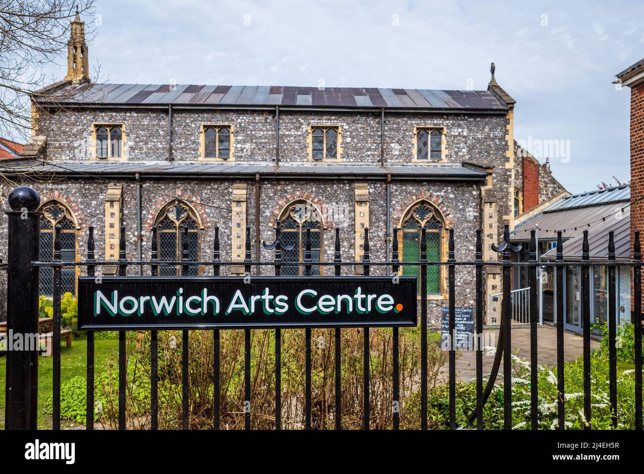 Norwich Arts Centre - live music venue, art gallery and theatre located in the  St Swithin's church building in St. Benedict's Street in Norwich. Stock Photo