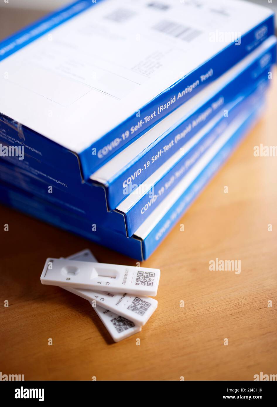 Covid lateral Flow tests kits Stock Photo