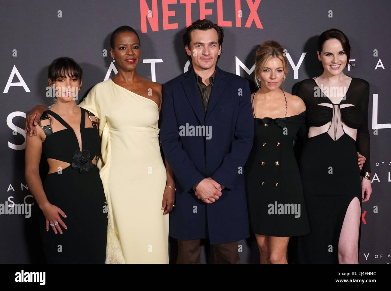 (L to R) Naomi Scott, Josette Simon, Rupert Friend, Sienna Miller and