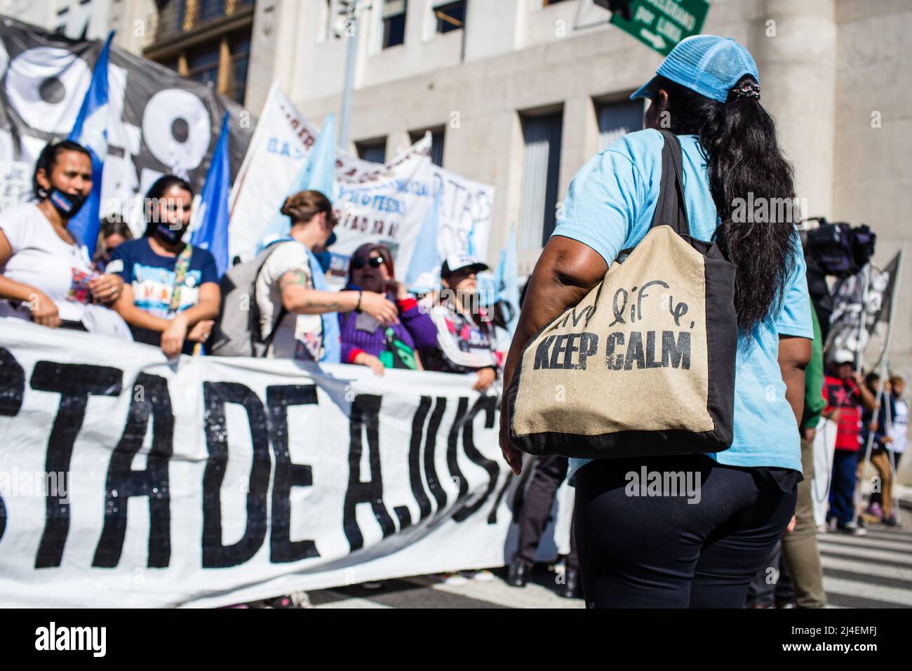 Buenos Aires, Argentina. 13th Apr, 2022. Protesters Hold A Banner That ...