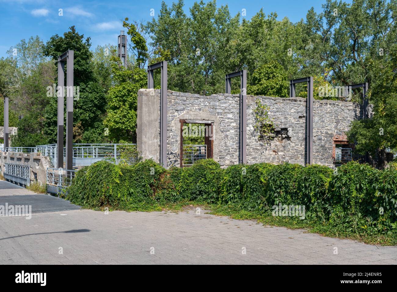 Parc-nature de l'Île-de-la-Visitation in Montreal, Quebec, Canada - Site des Moulins du Sault au Récollet Stock Photo