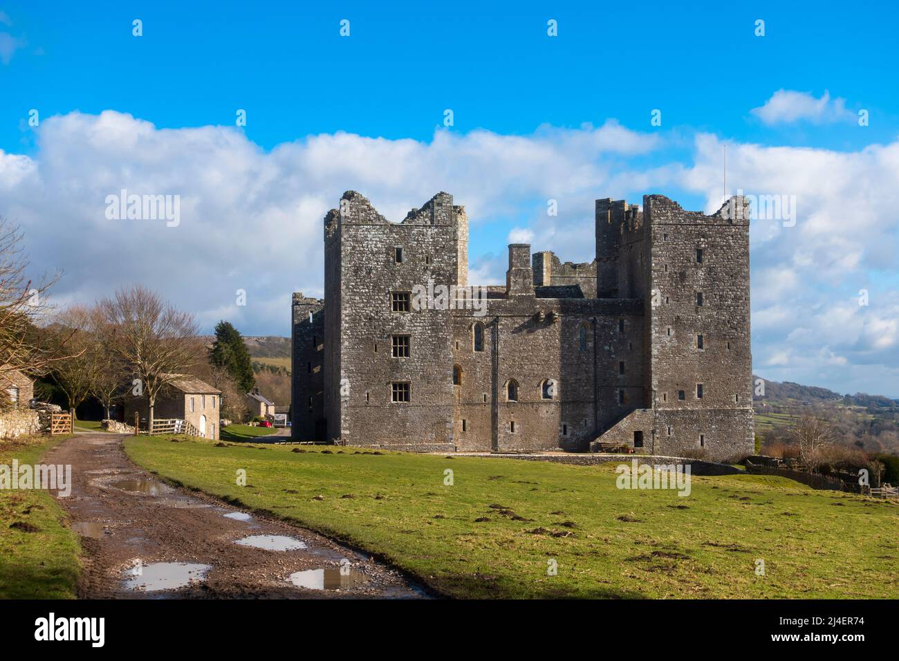 Bolton Castle, Wensleydale, Yorkshire Dales National Park. Fourteenth Century castle, still owned by the descendents of the builder. Stock Photo