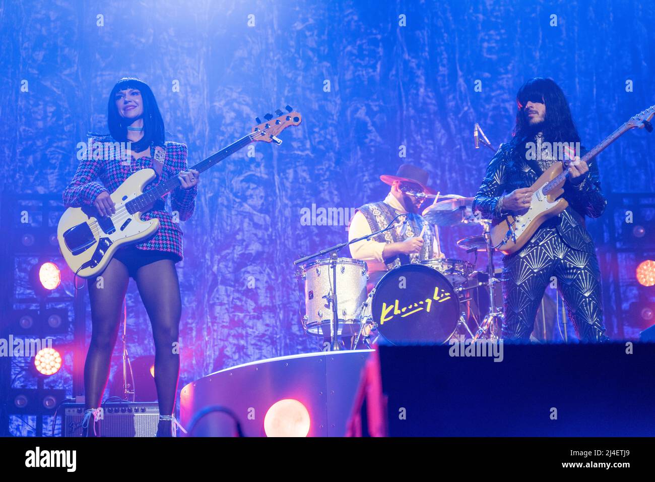 London, UK. April 14th, 2022. Khruangbin performing live on stage at Alexandra Palace in London. Photo: Richard Gray/Alamy Stock Photo