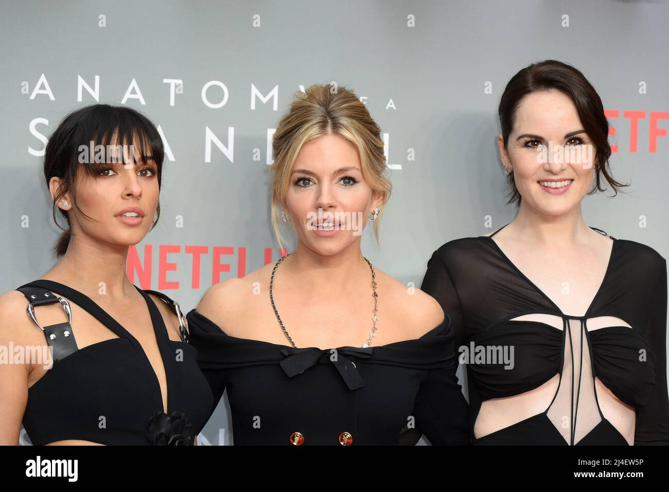 London, UK. 14 April 2022. Naomi Scott, Sienna Miller, Michelle Dockery at the World premiere of Anatomy of a Scandal at Curzon Mayfair in London. Picture date: Thursday April 14, 2022. Photo credit should read: Matt Crossick/Empics/Alamy Live News Stock Photo