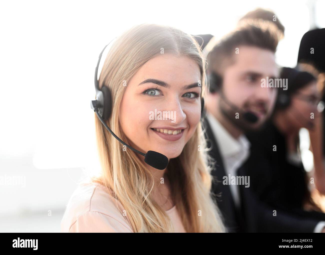 Attractive helpdesk operator on hi-res stock photography and images - Alamy