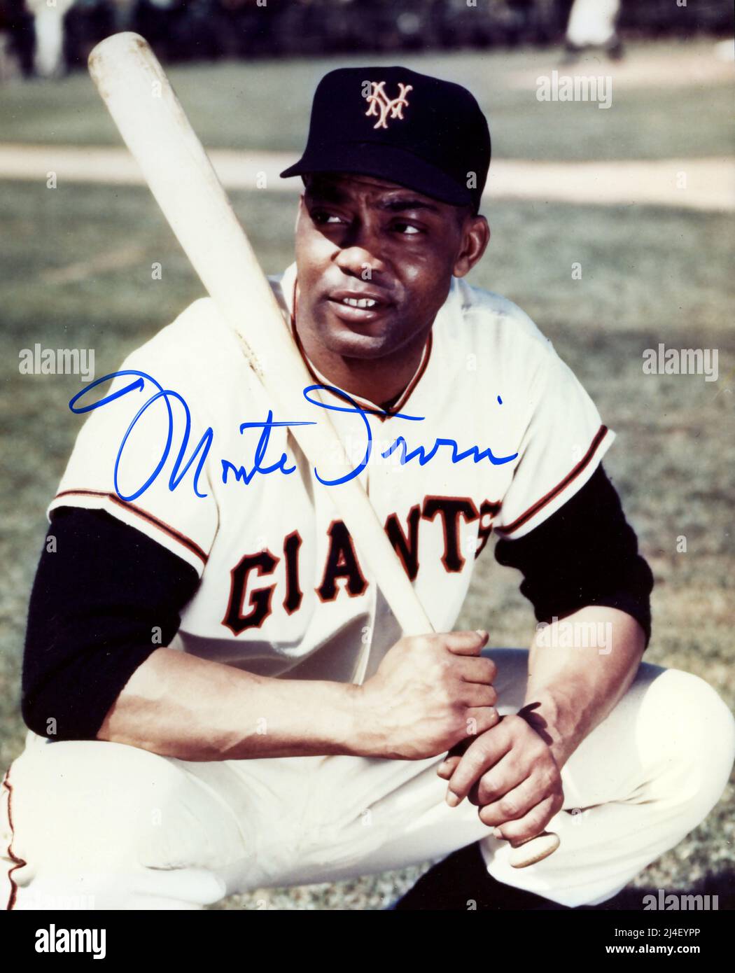 Monte Irvin with the New York Giants circa 1950s, autographed photo. Stock Photo
