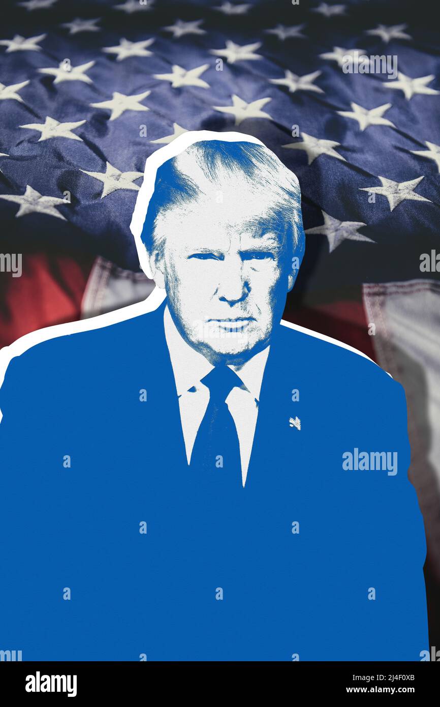 Donald Trump and USA flag Stock Photo