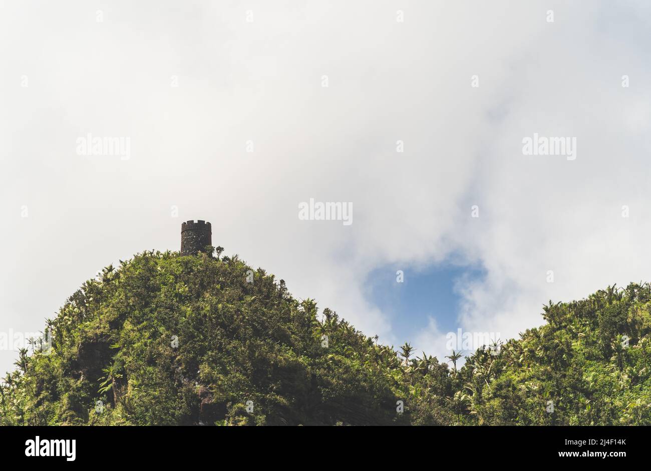 Mt Britton Lookout tower El Yunque National Forest Puerto Rico overcast Stock Photo