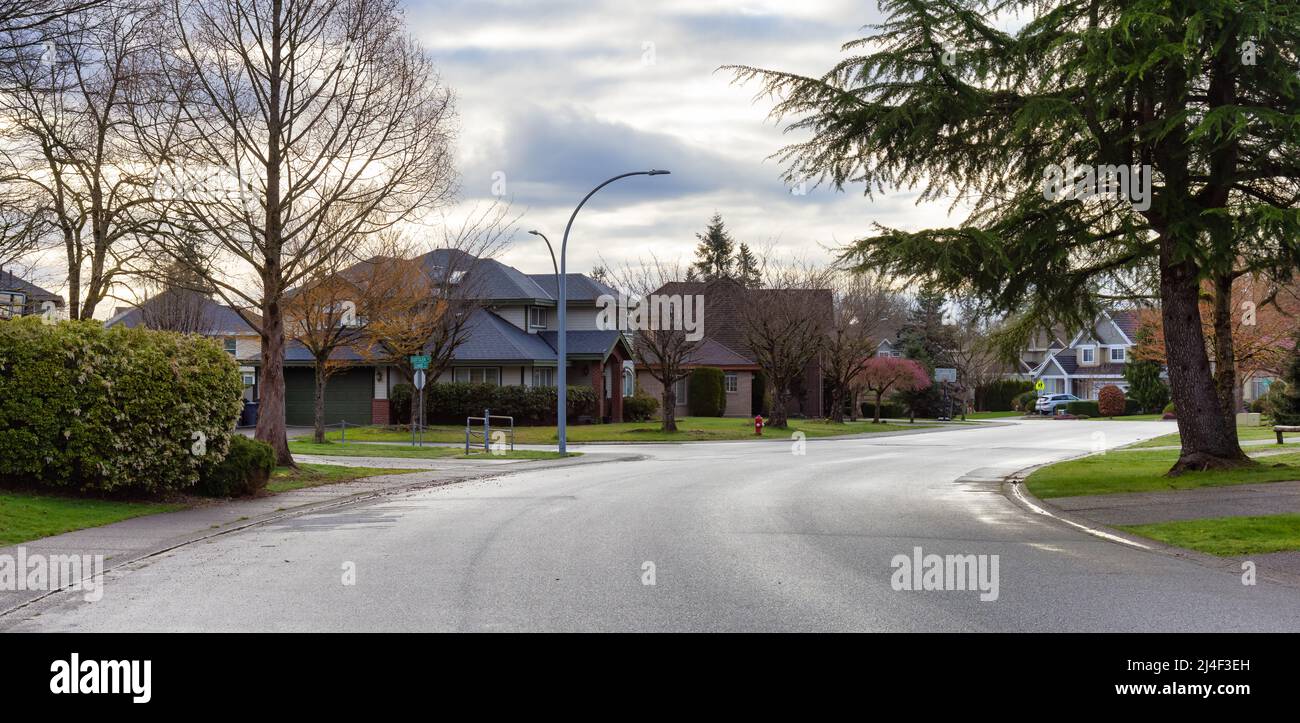 Fraser Heights, Surrey, Vancouver, BC, Canada. Street view in the