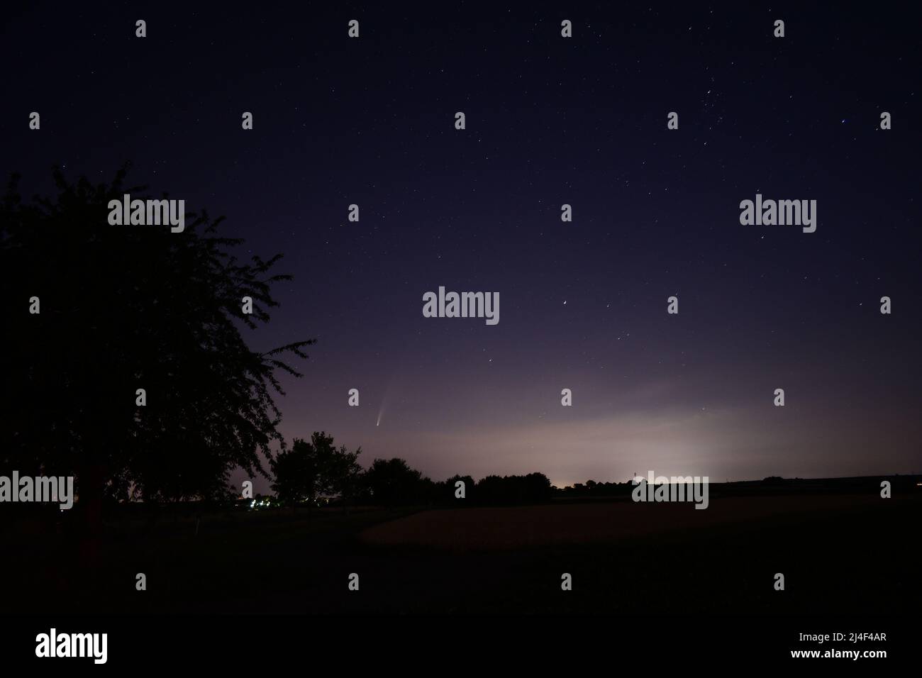 Neowise, Comet, Astronomy, Field, Night, Astrophotography, Himmelkörper, Schweif, Kometenschweif, Dunkelheit, Natur Stock Photo