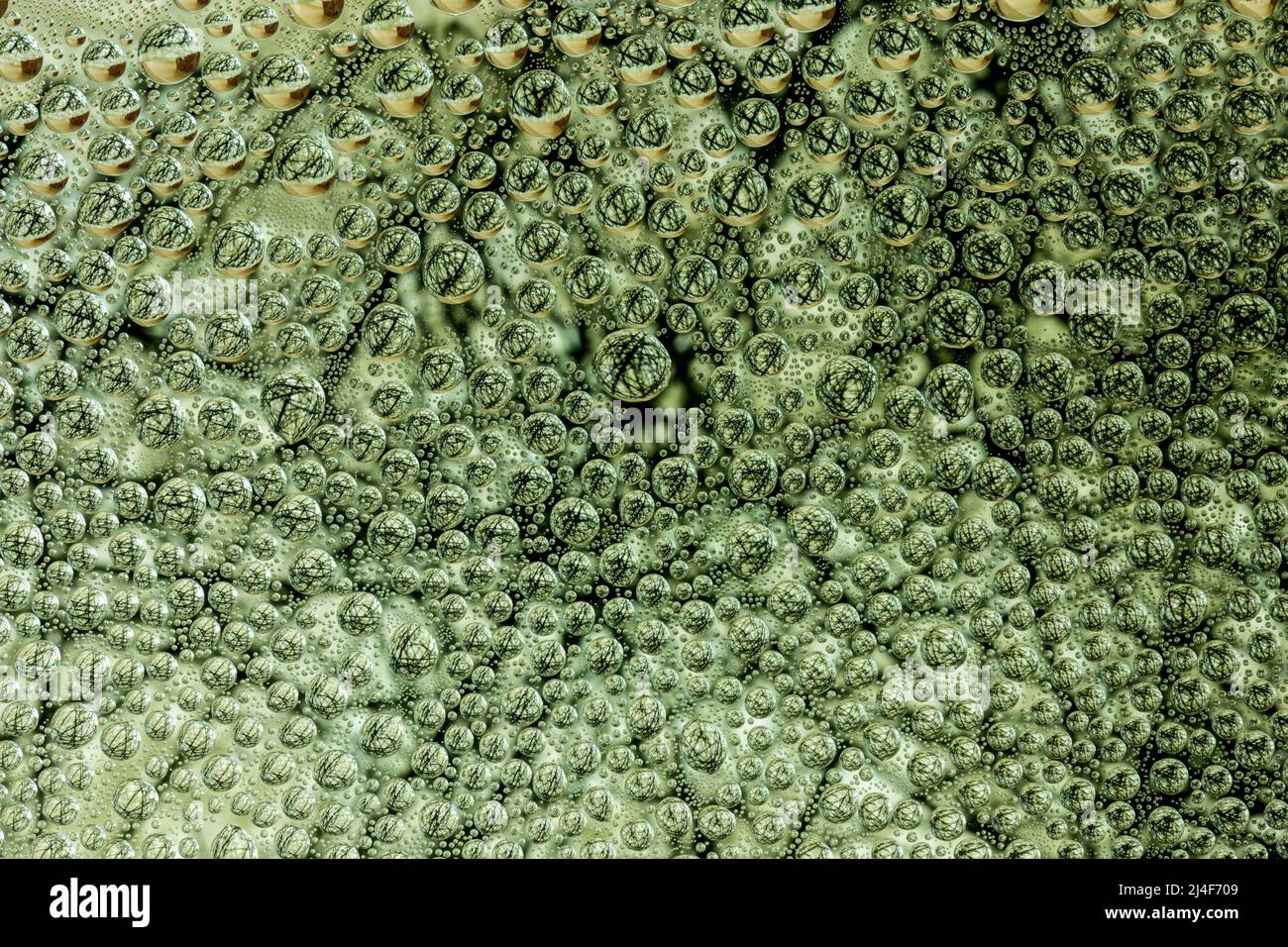 Abstract background of water droplets on the glass surface Stock Photo