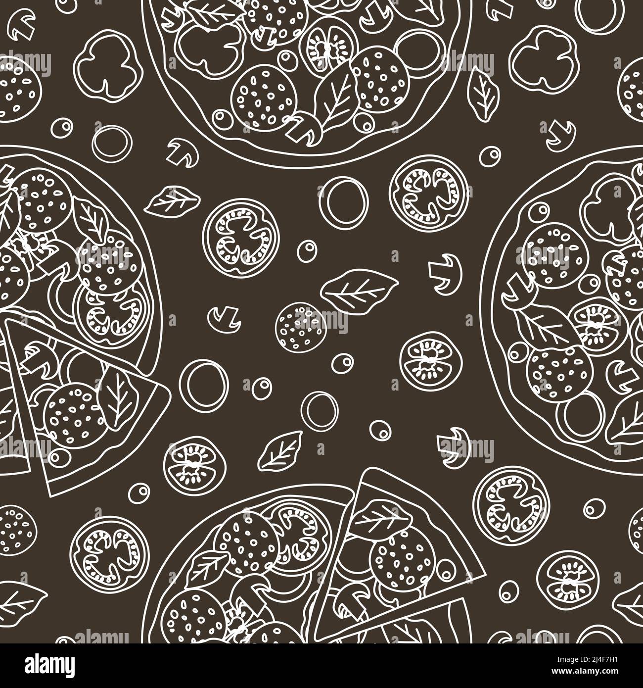 Trendy vector pizza pattern for pizzeria Stock Vector