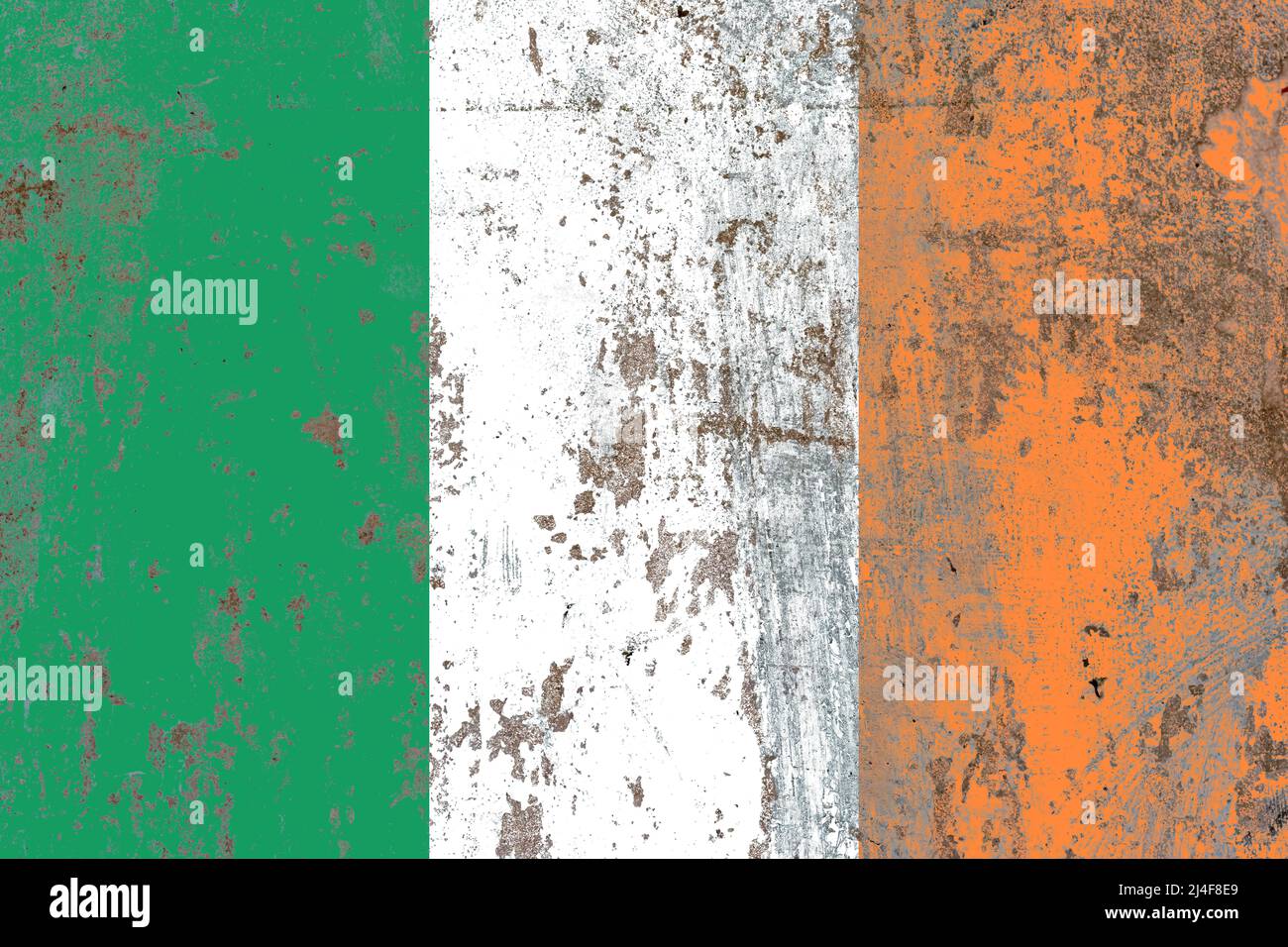 Ireland flag painted on a damaged old concrete wall surface Stock Photo ...
