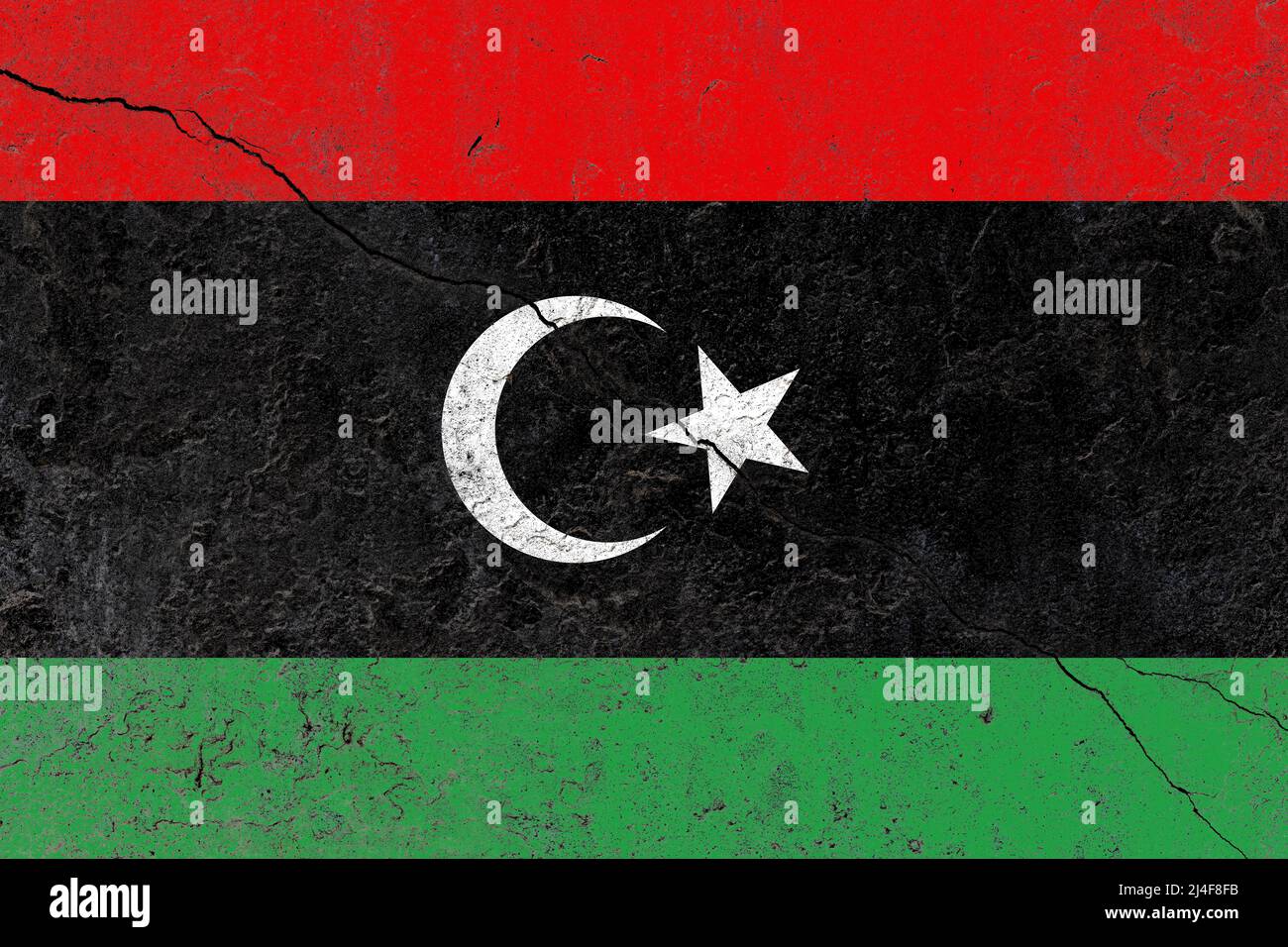 Libya flag painted on a cracked old concrete wall Stock Photo - Alamy