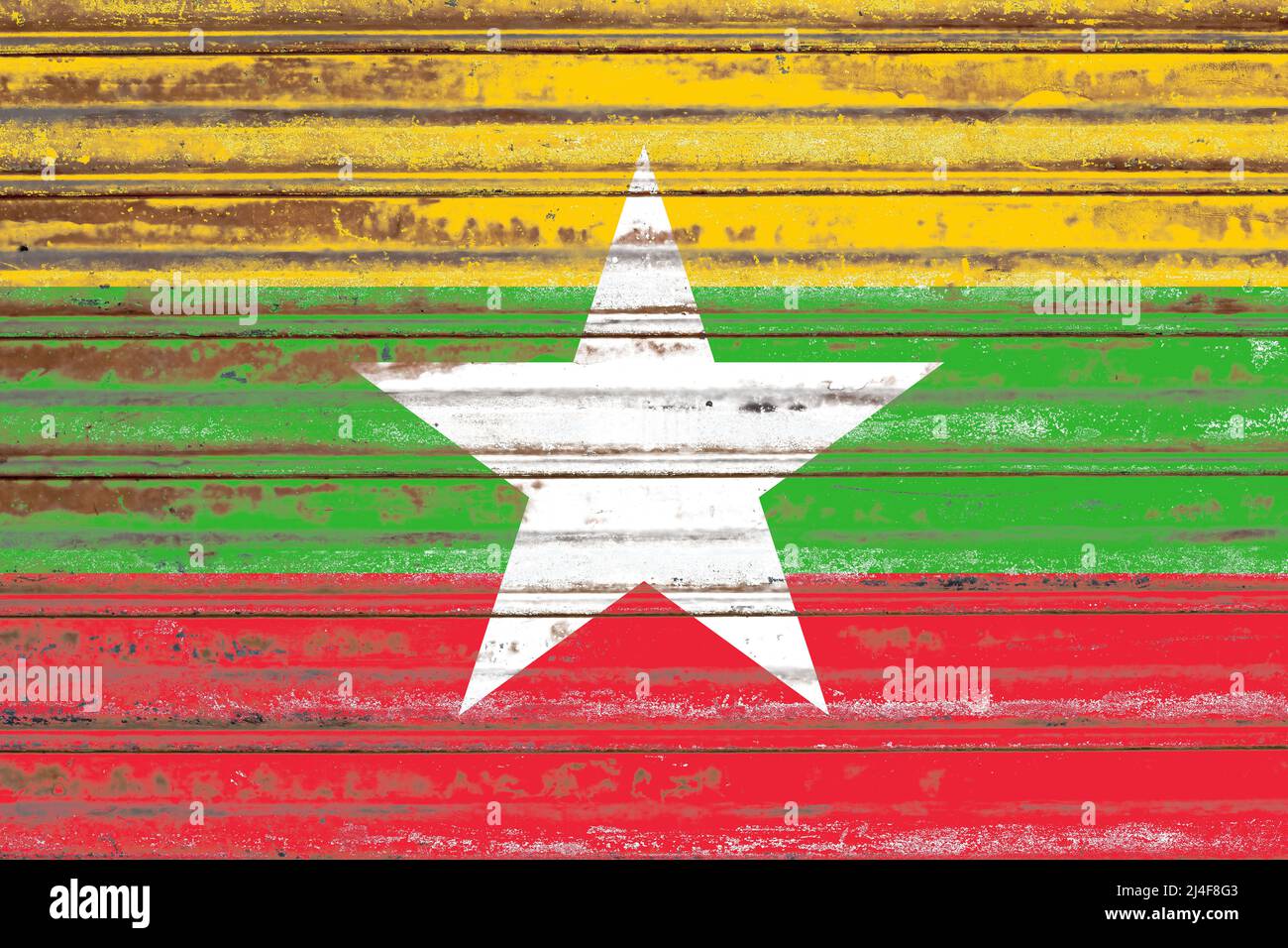 Myanmar flag painted on a rustic old metal sheet Stock Photo - Alamy