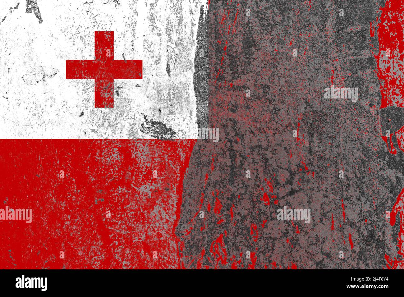 Tonga flag on a damaged old concrete wall surface Stock Photo - Alamy