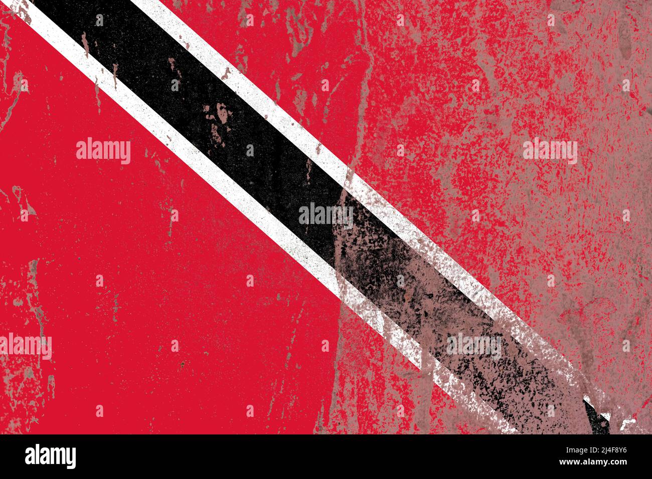 Trinidad and tobago flag on a damaged old concrete wall surface Stock ...